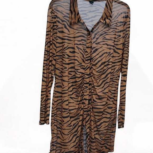Women’s Wild Fable Button - Mesh Dress, Brown Animal Print, Size XL. C140 - Picture 10 of 10